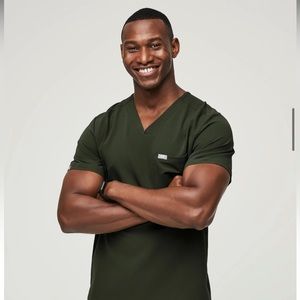 FIGS Dark Moss Chisec Three-Pocket Scrub Top